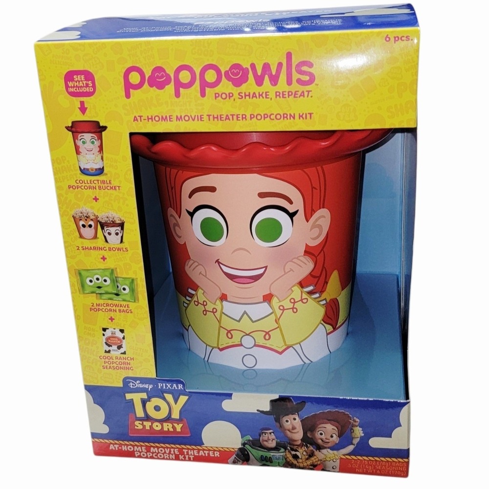 Disney Pixar Toy Story Jessie Poppowls At-Home Movie Theater Popcorn Kit 6pc NEW